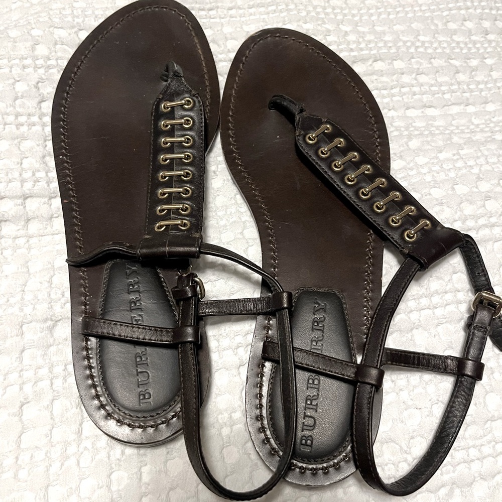 Burberry Brown Leather Sandals
